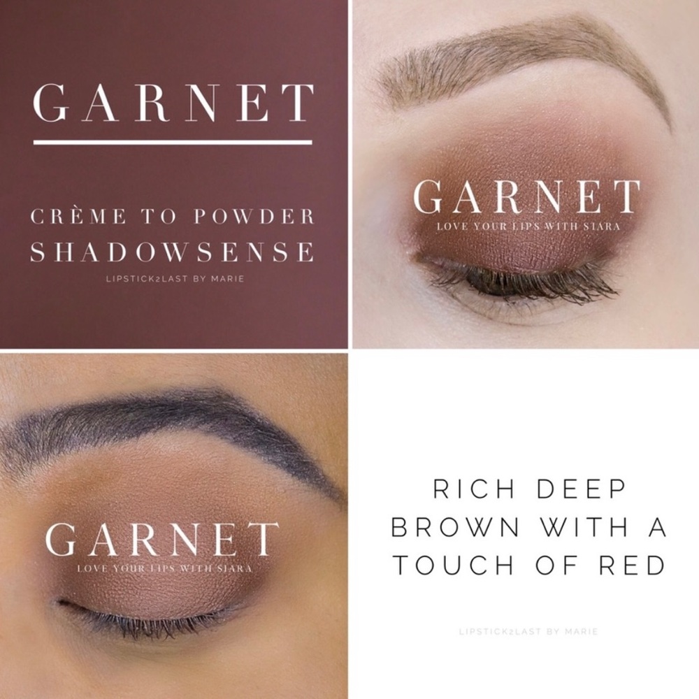 Garnet ShadowSense- Rich brownish, slightly red tint shadow.